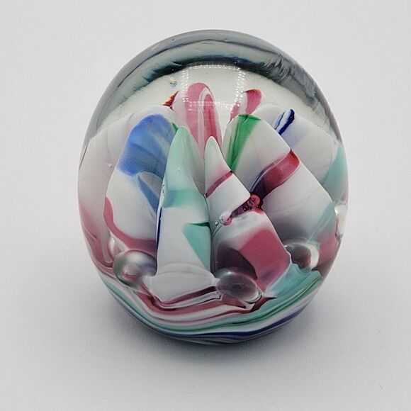 Vintage Saint Claire Multicolor Swirl Art Glass Paperweight - Picture 6 of 11